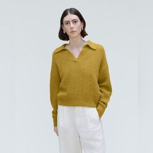 EVERLANE Alpaca Waffle-Stitch Polo super soft sweater with collar Size Small (S)